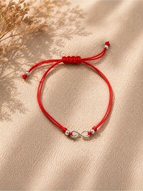 Red Cord Bracelet with Silver Infinity Charm - Unbranded